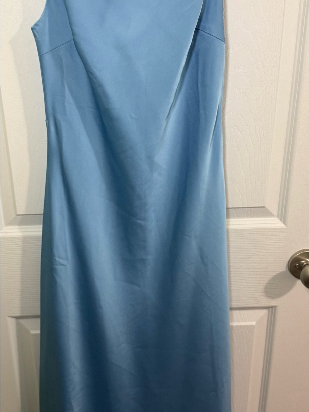 Petal & Pup Sky Blue Satin Sleeveless Prom Dress missing tie belt New With Tags